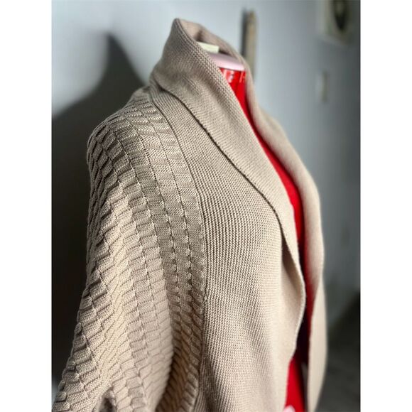 Jennifer Lopez Women's Beige Open Front Cardigan Shawl Collar Size M - Picture 9 of 13
